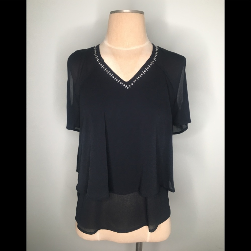 Juicy couture black layered blouse